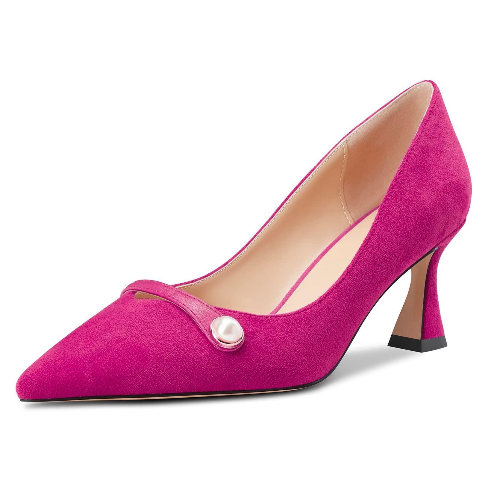 Castamere Women's Block Chunky Mid Heel Pointed Toe Slip-On Pumps Wedding Office