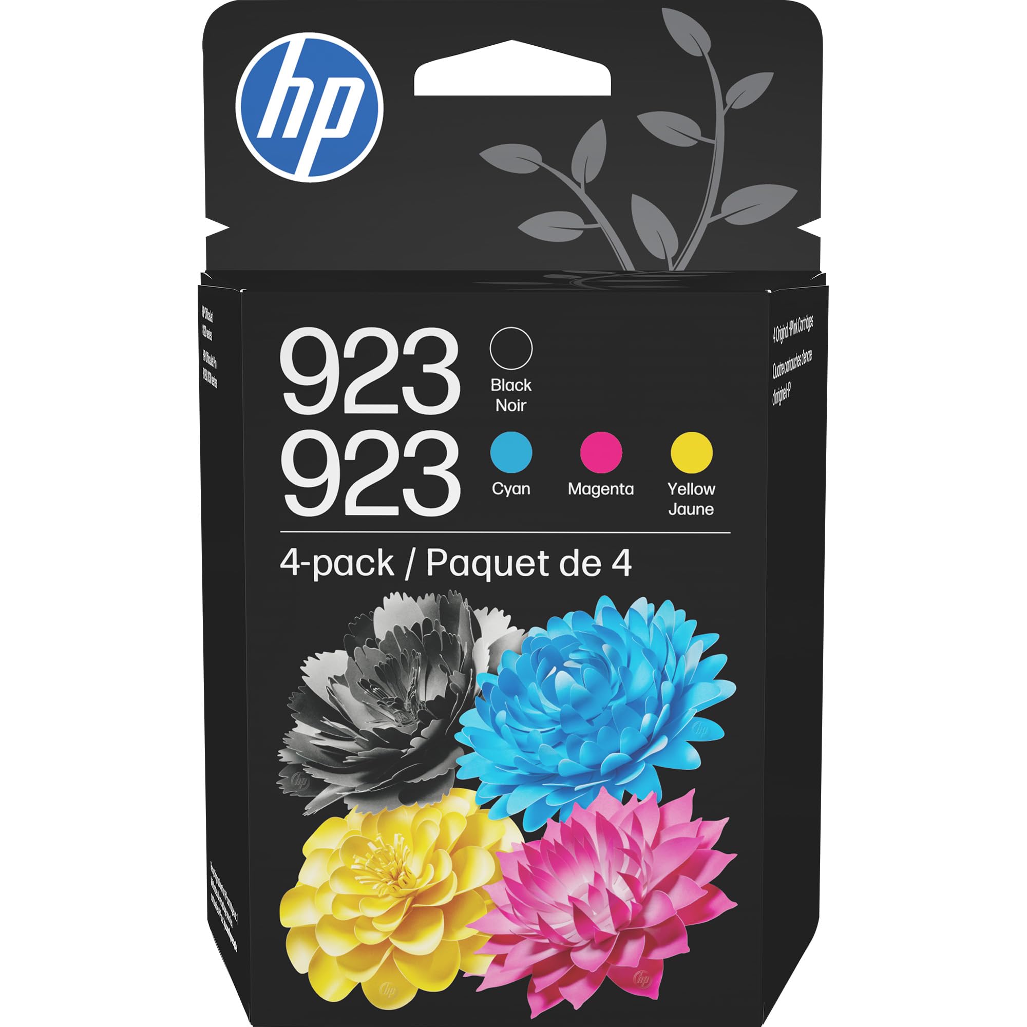 HP 923 Black, Cyan, Magenta, Yellow Ink Cartridges (4-Pack) | Works with OfficeJ