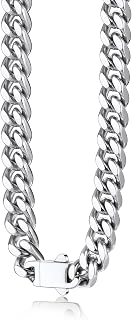 Bestyle Thick Stainless Steel Mens Cuban Link Chain, Black/Gold Chain for Men, No Tarnish & Durable Men Chain Necklace, 5/7/9/12mm Wide, 18"-30" Long, Gift Package