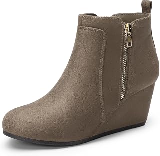 Dream PAIRS Bottines compensées en daim pour femme
