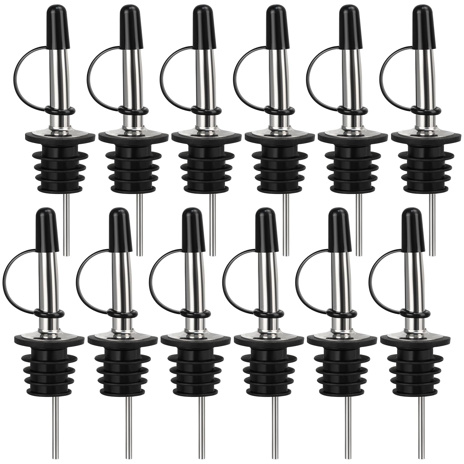 12/24/48/100 Pack Liquor Pour Spout, with Rubber Dust Cap | for Liquor Bottle, O