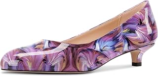 Aachcol Womens Kitten Heels Round Toe Slip On Low Heel Pumps 3.5cm