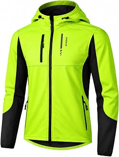 INBIKE HC308 Softshell Jacket for Men Winter Windproof Fleece Warm Cycling Jacket with Adjustable Cap Outdoor Jacket Suitable for Hiking Climbing Running and Other Activities
