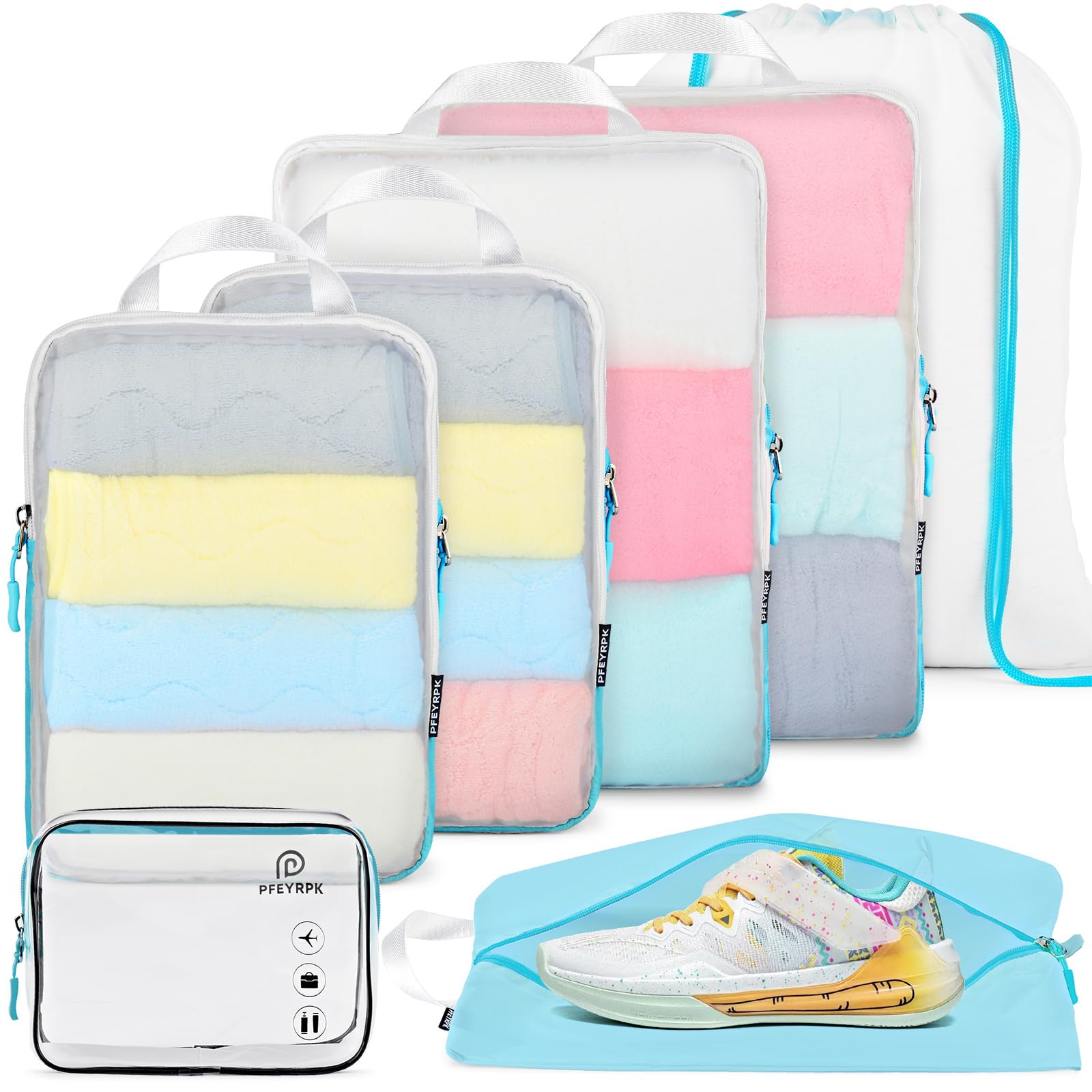 PFEYRPK Lightweight Compression Packing Cubes for Suitcases, Compressible Expand