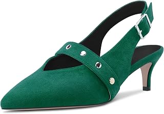 HDEUOLM Women's Stiletto Medium Heel Lace Toe Cap Sandals Slingback Slip-on Buckle Party Dress Shoes
