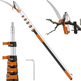 TONYINGO 26FT Reach Manual Pole Saw, Tree Trimming Pruner with 5-20 FT Extendable Flip & Screw Dual Lock Pole, Adjustable Long Handle High Reach Cutter for Yard & Garden