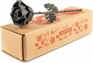 Forging Art Bcn® Hand Forged Eternal Wrought Iron Rose - Gift for Valentine's Day, Mother's Day, 6th Year Wedding Anniversary (Black)