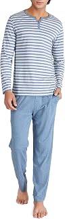 DAVID ARCHY Men's Pajamas Set 100% Combed Cotton Henley Loungewear Relaxed Fit Sleepwear with Pockets