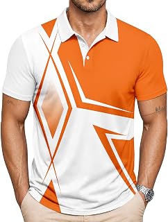 SCODI Mens Golf Shirt Short Sleeve Moisture Wicking UPF 50+ Print Polo