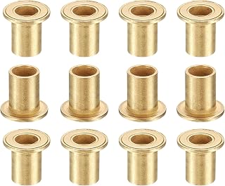 sourcing map 12Pcs Flange Sleeve Bearings 6mm Bore x 8mm OD x 12mm Length | Self-Lubricating Sintered Bronze Bushings