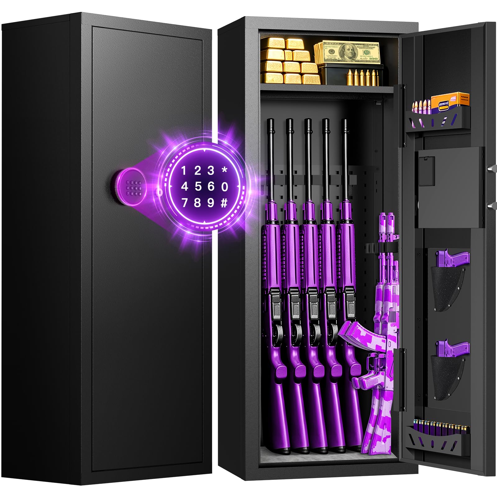 10-15 Gun Safe for Home, Rifle and Pistol Storage with Digital Keypad | 10-15 gu