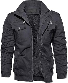 EKLENTSON Mens Winter Jacket with Multi Pockets Fleece Lined Military Coat