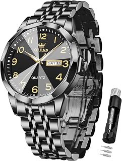 OLEVS Reloj de Hombre analógico de Cuarzo Digital de Acero Inoxidable, Impermeable, Brillante, Fecha, Regalo de Lujo