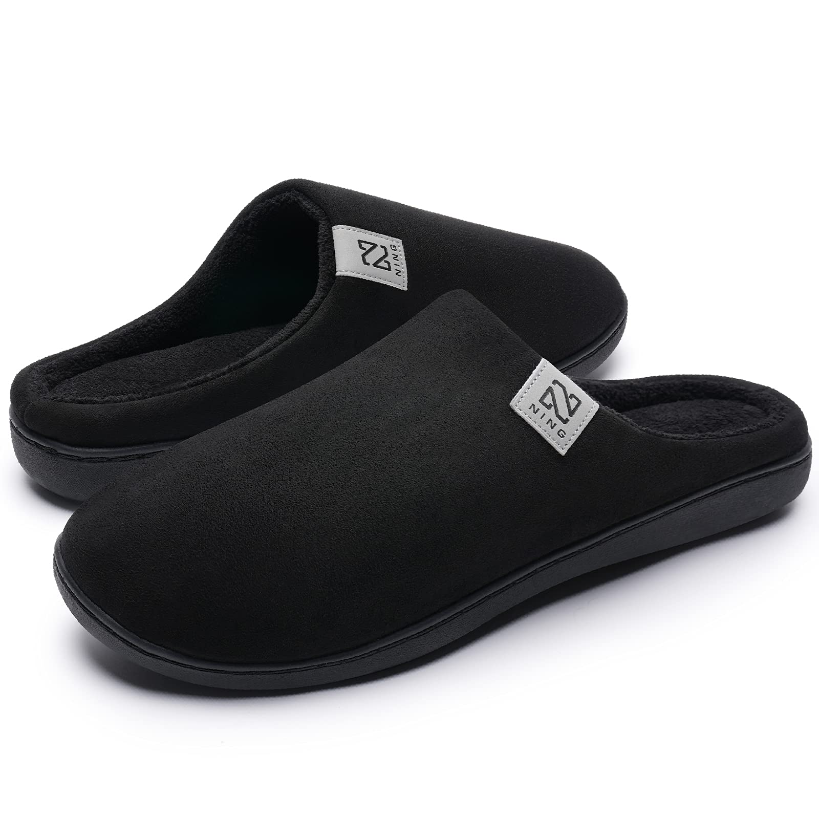 WateLves Men's Slippers Winter Short Plush Memory Foam Warm Cotton Unisex Adult