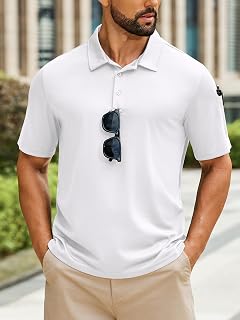 Mens Golf Polo Shirt Short Sleeve Quick Dry Polo Shirt with Pen Pocket
