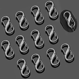 12pcs Zipper Lock Clips Black Replacement Zipper Pulls, Small Dual Opening Spring Clips, Backpack Lock Zippers, Anti-Theft Small Carabiner Clip LCS-C-0025-BK