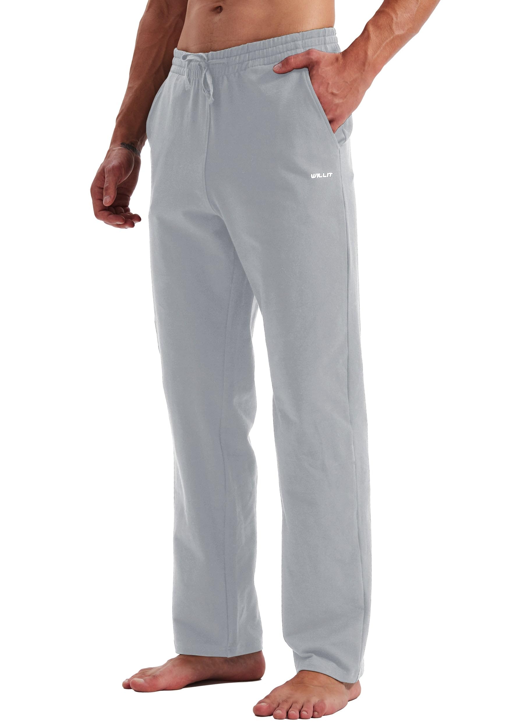 WILLIT Mens Cotton Jogging Bottoms Yoga Pants Workout Open Top Sports Trousers w