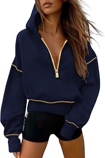 PRETTYGARDEN Women Hoodies Autumn 2025 Long Sleeve Half Zip Cropped Hoodies Pullover Clothing Winter Fashion