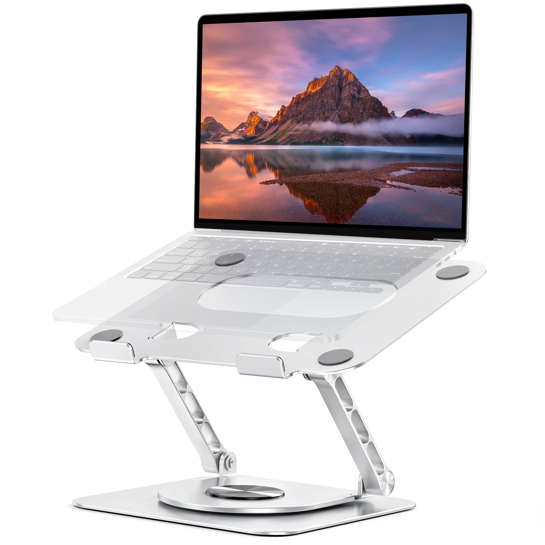Soporte giratorio 360° y elevador ergonómico ajustable para portátiles, MacBook 