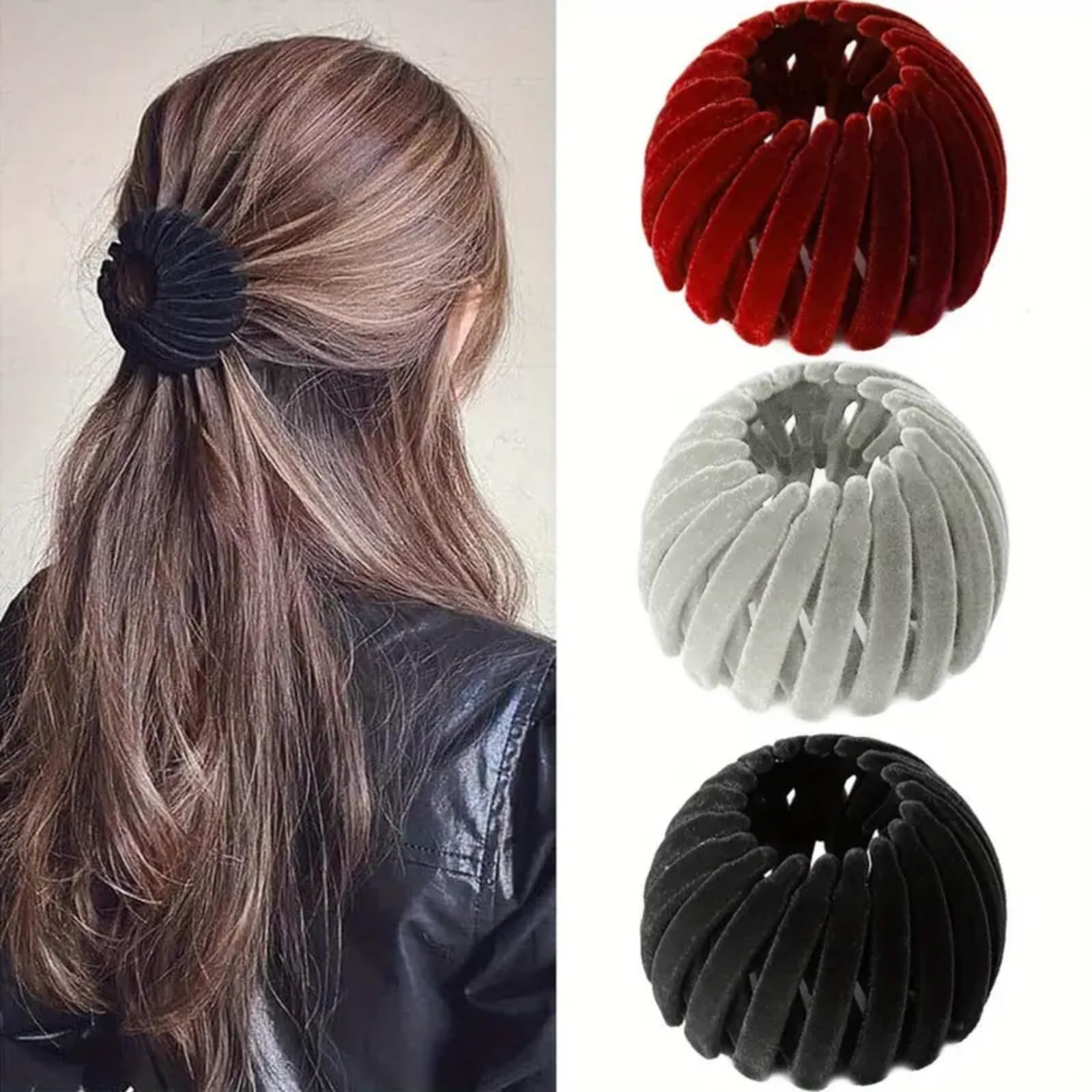 3 Pcs Women Magic Hair Bun Scrunchies Hair Bun Clips for Women Hair Bun Scrunchi