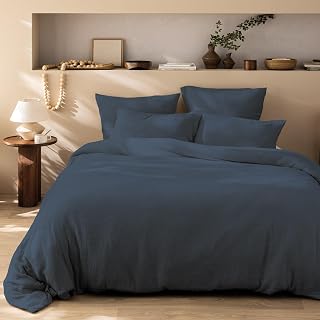 MATT & ROSE Plain Cotton Gauze Double Bed Linen 260 x 240 cm | 100% Premium Cotton | Oeko-TEX | Duvet Cover 260 x 240 cm + 2 Pillowcases 65 x 65 cm | Peacock Blue