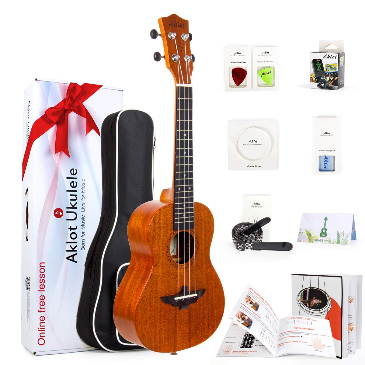 AKLOT Ukulele,Concert Ukuleles Solid Mahogany Ukelele 23 inch Beginners Starter 