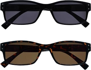OPULIZE 2 Pack Mens Large Black Brown Tortoiseshell Reading Sunglasses UV400 Spring Hinges SS11-12 +1.00