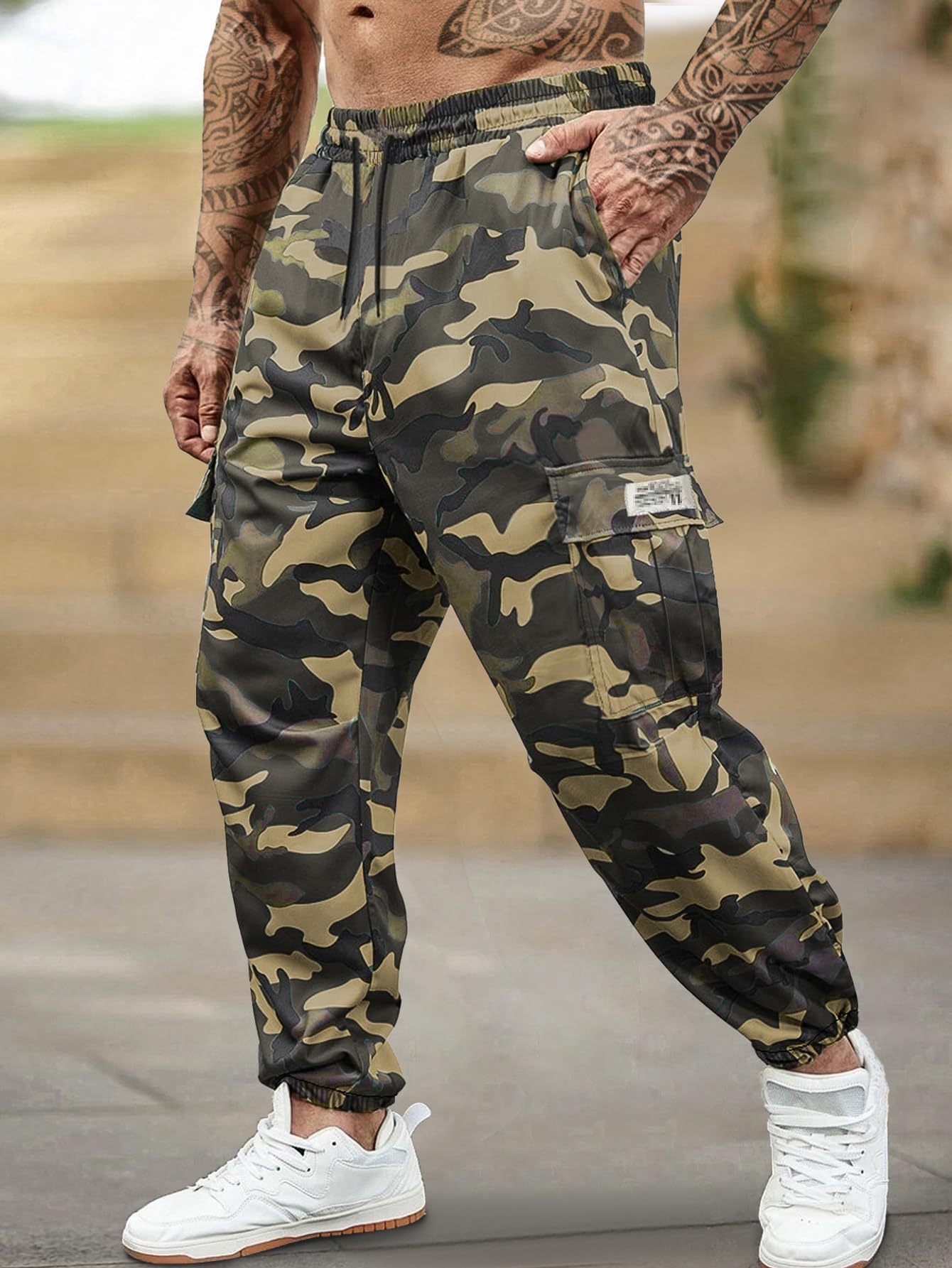 Mens Cotton Cargo Work Trousers Military Casual Tactical 4 Pockets