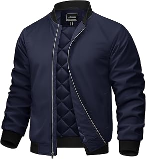 TACVASEN Men's Bomber Jacket Fall Winter Warm Full Zip Windbreaker Jackets