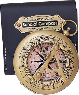 NEOVIVID Brass Sundial - Push Open Compass - Steampunk Accessory – Unique Gift for Men - Beautiful Handmade - Sundial Clock – Sun Clock – Steampunk Clock for Him - Antique Decor