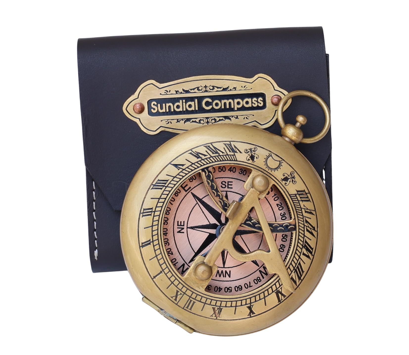 NEOVIVID Brass Sundial - Push Open Compass - Steampunk Accessory – Unique Gift f