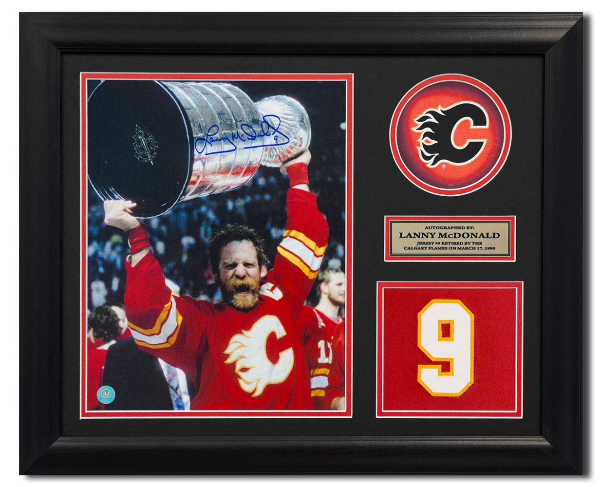 Lanny McDonald Calgary Signed 20x24 Retired Number Frame