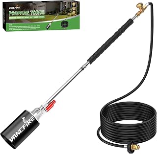 Propane Torch Weed Burner Kit, Heavy Duty Blow Torch with Self Igniter & 10FT Hose, High Output Flamethrower for Weeding, Roofing, Ice Melting, Road Marking,Charcoal