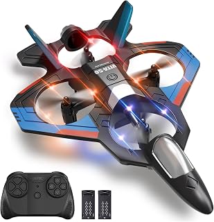 RC Plane Remote Control Airplane for Kids Ages 8-12, Remote Control Drones for Kids, RC Flight Jet Helicopter with Lights, 3D Flip, One-Key Take Off & Landing, Gift RC Flying Toys for Kids Boys