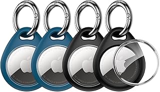 UNBREAKcable AirTag Holder for Apple - 4 Pack Air Tag Case with Keychain | Secure Tight Fit, Easy to Install, Shockproof Waterproof TPU, Perfect for Kids Pets Luggage Backpacks and Keys
