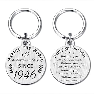 80th Birthday Gifts for Women Men, Born in 1946 Gifts, 80 Year Old Birthday Keychain, 1946 Birthday Decorations
