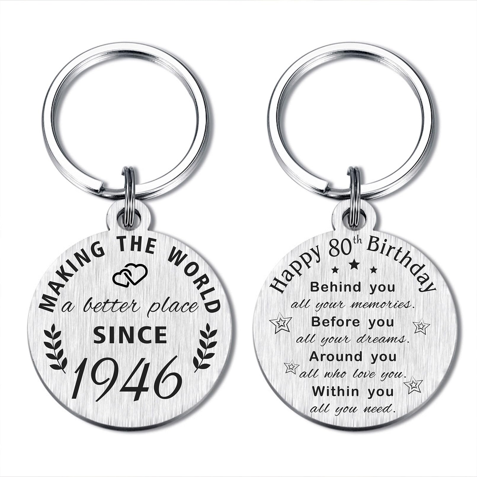 80th Birthday Gifts for Women Men, Born in 1946 Gifts, 80 Year Old Birthday Keyc