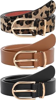 JASGOOD Women's Leather Belts for Jeans Trousers Fashion Women Belt with Gold Buckle