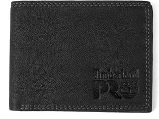 Timberland Pro Men's Slim Leather RFID Bifold Wallet with Back ID