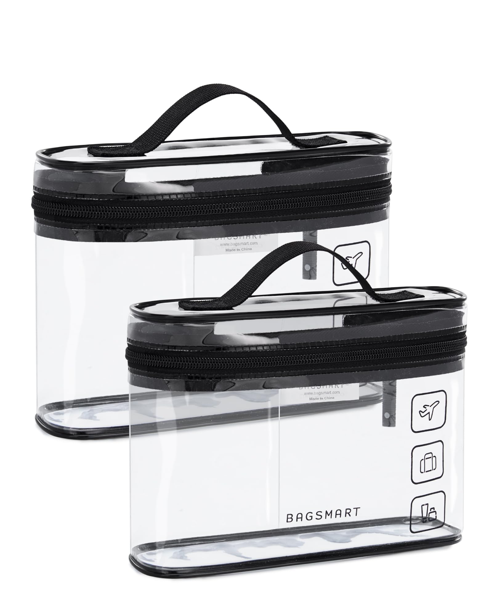 BAGSMART TSA Approved Toiletry Bag, 2 Pack Clear Makeup Cosmetic Bag Organizer, 
