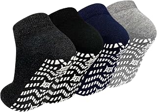 PUTUO Non-Slip Socks for Men Stopper Socks: Non-Slip Socks with Nubs for Men ABS Non-Slip Socks Cotton Sport Studded Socks 4 Pairs 39-46