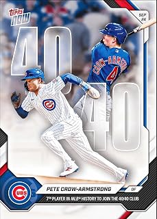 2026 Topps Now Pete Crow-Armstrong #712 7th Player in MLB History to Join 40/40 Club Chicago Cubs Baseball Card