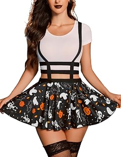 Avidlove Pleated Suspender Skirt Women Elastic High Waist A-Line Mini Skirt
