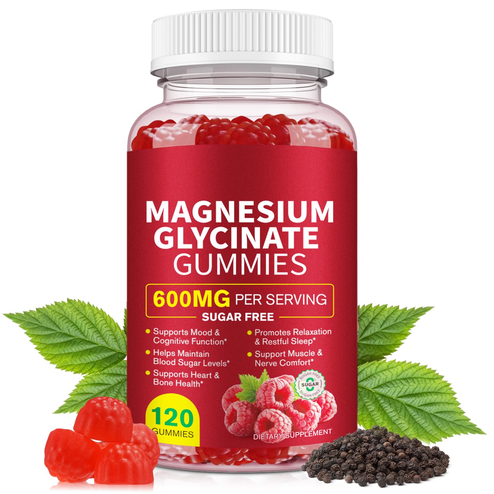 120 Count Magnesium Glycinate Gummies,600mg High Absorption Health Supplement wi