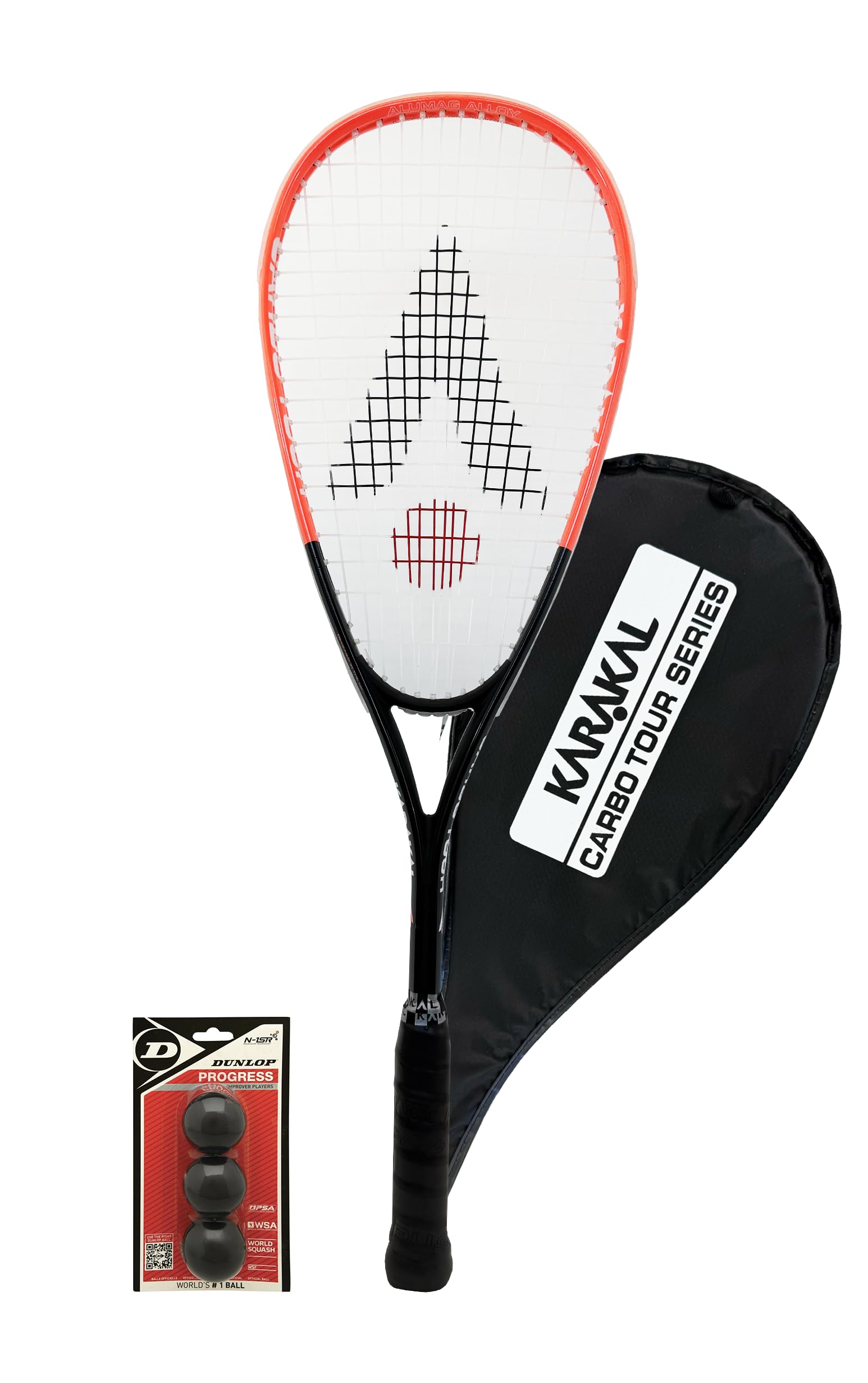 Karakal Carbo Tour Black Squash Racket with Cover - Squash Ball Option
