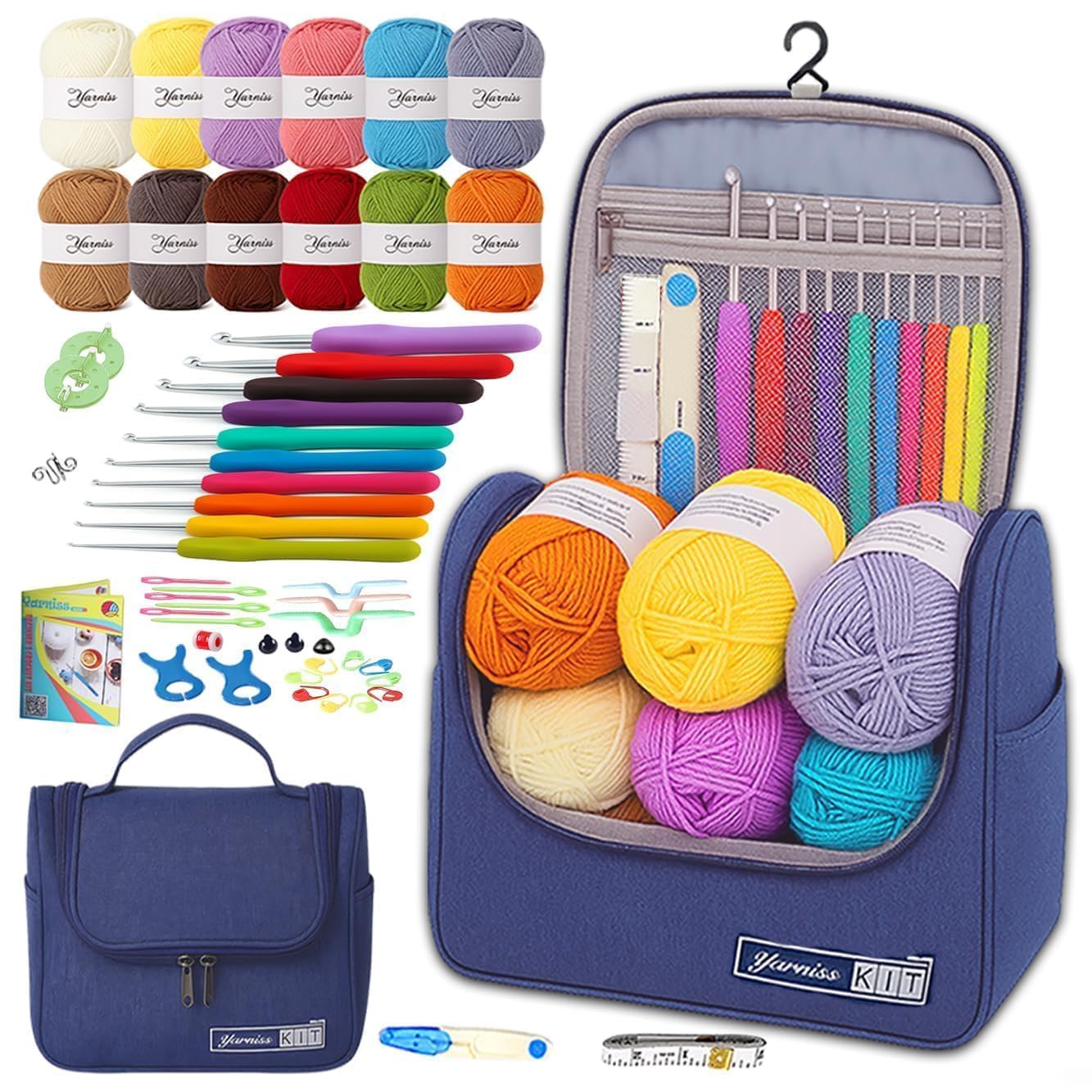Yarniss Crochet Kit for Beginners, All in One Crochet Kits for Adult, Navy | Erg