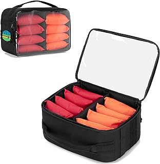 GOBUROS Cornhole Bag Carry Case for 8 Bags, Cornhole Bean Bag Holder | Padded Divider, Flag Patch Area and Portable Handle for Men and Women, Bag Only