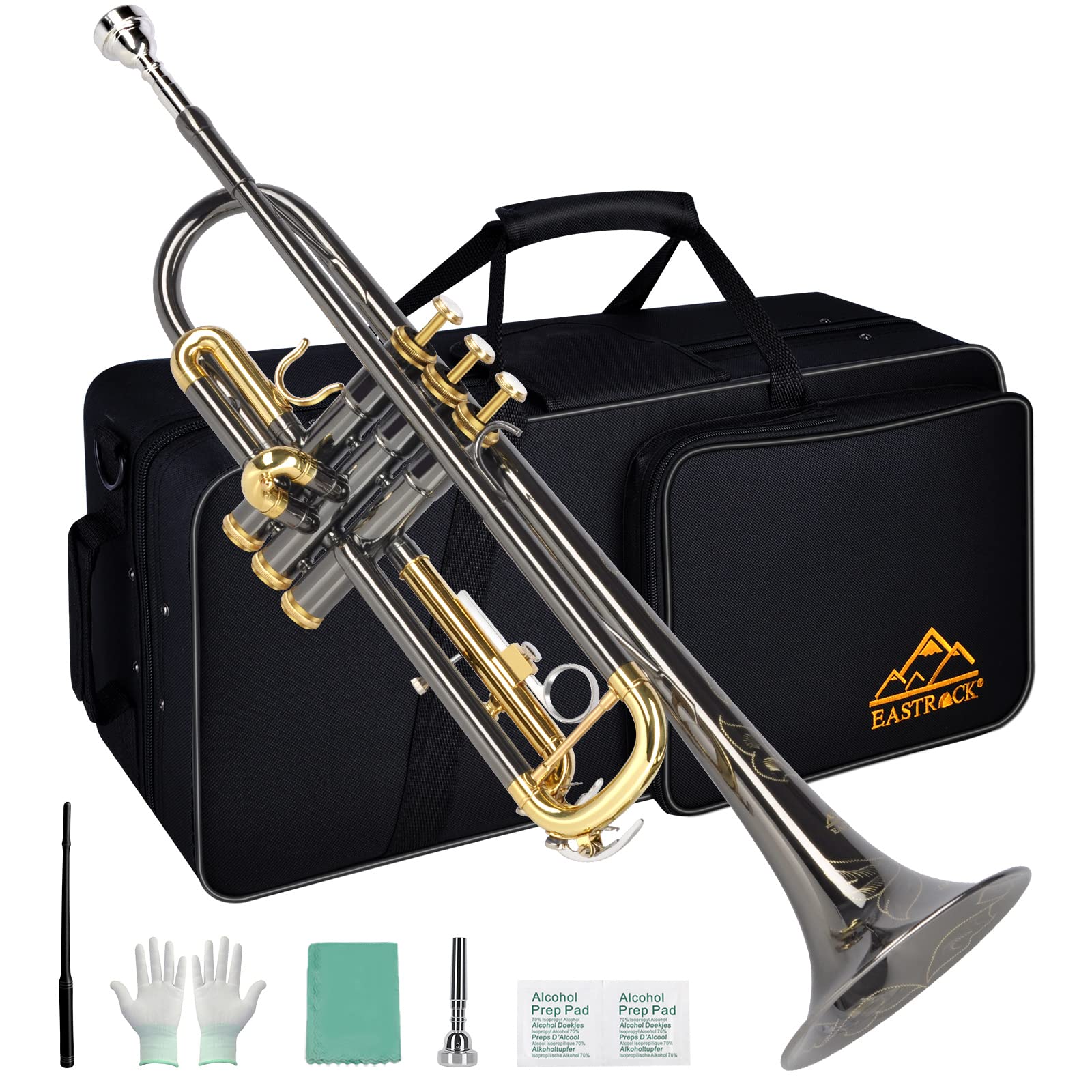 EASTROCK Bb Trumpet Standard Trumpet Set with Carrying Case,Gloves, 7C Mouthpiec