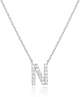 PAVOI Initial Necklace for Women, 14K Gold Plated Cubic Zirconia Pendant