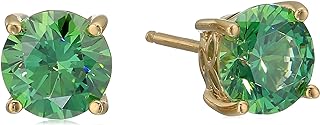 Amazon Essentials Yellow Gold Plated, Platinum or Rose Gold Plated Sterling Silver Infinite Elements Cubic Zirconia Stud Earrings | White, Blue, Green, or Pink Cubic Zirconia